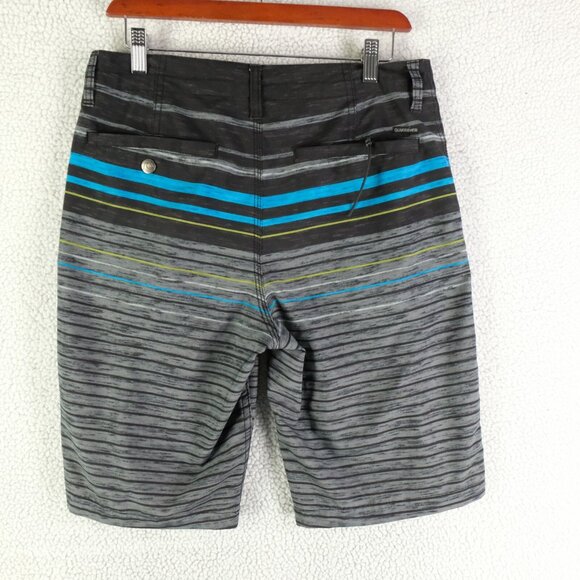Quiksilver Amphibians Shorts Mens 30 Gray Blue Striped Hybrid Retro Y2K - Picture 3 of 10